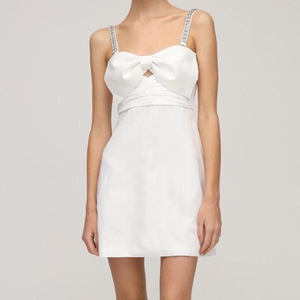 Self-portrait Taffeta Bow Mini Bow Dress Rhinestone Straps Size 2 US 6 UK